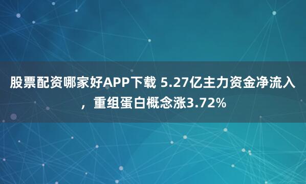 股票配资哪家好APP下载 5.27亿主力资金净流入,重组蛋白概念涨3.72%